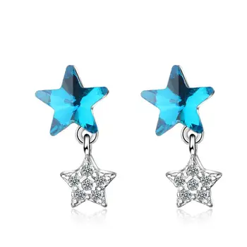Yeni Zarif Mavi Kristal Yıldız Zirkon Dangle Küpe Kadınlar İçin Trend Yaratıcı Parti Hediyeler Takı SAE318