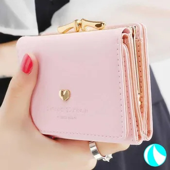 Küçük Kadın Cüzdan sevgi dolu kalp Kısa kadın Cüzdan kart tutucu Kızlar Mini Kadın Moda Bayan bozuk para cüzdanı Kadın el çantası