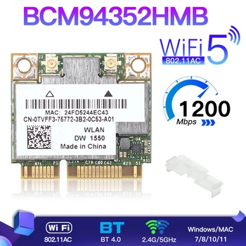 BCM94352HMB 867Mbps DW1550 WiFi Kartı 802.11 ac İçin Bluetooth 4.0 AW-CE123H BCM94352 Mini PCI-E Kablosuz Wlan Ağ Kartı Adaptörü