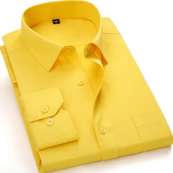 Yeni 2022 Erkek Elbise Gömlek Moda Dimi Katı İş Giyim Resmi Uzun Kollu Göğüs Cebi ile Erkek Sosyal Rahat Gömlek
