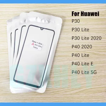 10 adet / grup Ön CAM + OCA LCD Dış Lens İçin Huawei P40 P30 Lite 2020 Lite E 5G Dokunmatik Ekran Paneli