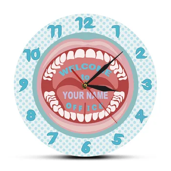 Diş Bakımı Kişiselleştirilmiş İşletme Adı duvar saati Özel Diş Hekimi Adı Hijyenist Diş Saati Diş Kliniği Dekor Diş Hekimliği Sanat