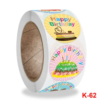 500 Adet / Rulo Mutlu Doğum Günü Çıkartmaları Çocuklar için Ödül Etiket 6 Desen Sevimli Oyuncaklar Kek Gıda Etiket