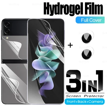 Ön Arka Hidrojel Film Samsung Galaxy Z Flip3 5G Kamera Lens koruyucu film Samsung Z Flip 3 5G Ekran HD Yumuşak Film