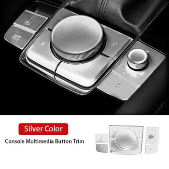 10X Düğme Dekorasyon Alüminyum Alaşım Araba Konsolu Multimedya düğme kapağı Trim İçin Mazda 3 CX30 Mavi / Gümüş Dış Trim Parçaları
