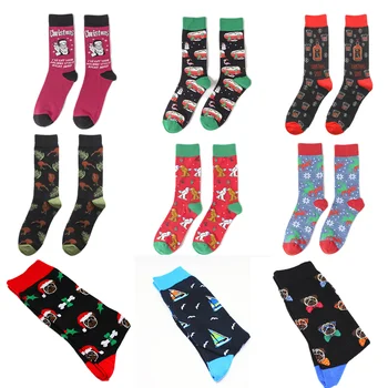 Erkek Moda 2022 noel hediyesi Çorap Yaratıcı Santa Kızak Bira Şeker Elk Yenilik Ekip Çorap Komik Adam Mutlu Çorap