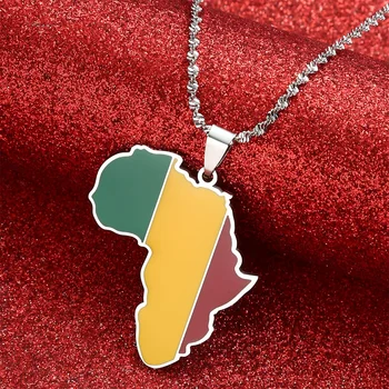 Afrika Haritası ve Mali Harita Kolye Kolye Altın Renk Takı Harita Afrika Republique du Mali Harita Hediye
