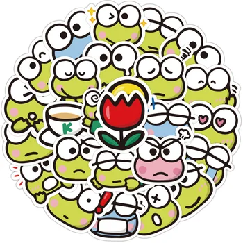 40 Adet Sanrio Kero Kero Keroppi Kawaii Sevimli Komik Karikatür Sticker Dizüstü Kaykay Bavul Su Bardağı Hediye Oyuncak Paster