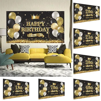 11 Stilleri fotoğraf kabini Afiş Balonlar 18th 30th Doğum Günü bayrağı Mutlu Doğum Günü Backdrop Bday Parti Dekor