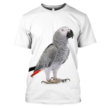 Moda Yaz Yeni Sıcak Satış Gri Kuş Papağan 3D Baskı T-shirt Hip-Hop Harajuku Streetwear Büyük Boy Spor Üstleri Dropshipping