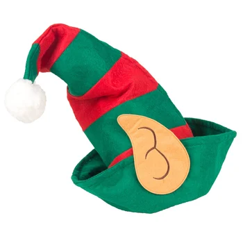 Dokunmamış Noel Şapka Elf Kulaklar Kırmızı Ve Yeşil Çizgili Şapka Çocuk Yetişkin Çocuk Kap Noel Partisi Dekorasyon Yeni Yıl Hediyeleri