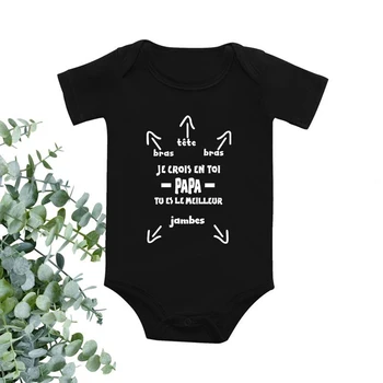 Papa Tu Es Le Meilleur Bebek Bodysuits Komik Yaz Bebek Romper Vücut Erkek Bebek Kız Onesies Kıyafetler Pamuk Bebek Giysileri baba hediye
