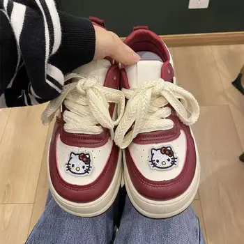 Yeni Kawaii Sanrio rahat ayakkabılar Hello Kittys Sevimli Karikatür Animasyon Öğrenciler Sneakers Kızlar Açık düz ayakkabı Kız doğum günü hediyesi