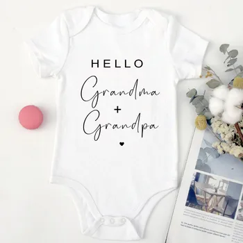 Merhaba Büyükanne ve Büyükbaba Bebek Bodysuits Gebelik Duyuru Büyükanne ve Büyükbaba Olmak Bebek Erkek Bebek Kız Giysileri Bebek Duş Hediye