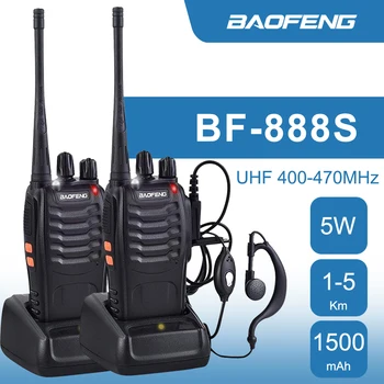 Baofeng Walkie-talkie 888 S Çift Bant Amatör Radyo Alıcı-verici UHF 400-470 MHz Fabrika Depo için BF-888S Kulaklık Walkie Talkie