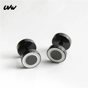 UVW604 2 adet Unisex Moda Paslanmaz Çelik Kulak Damızlık Küpe Yuvarlak Daire erkek Küpe Aksesuarları Piercing Takı Brincos