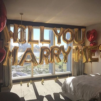 1 takım 16 inç Gül Altın Benimle Evlenir Misin Folyo Balonlar 18 inç Kalp Balon Düğün Doğum Günü Partisi Gelin Duş Süslemeleri