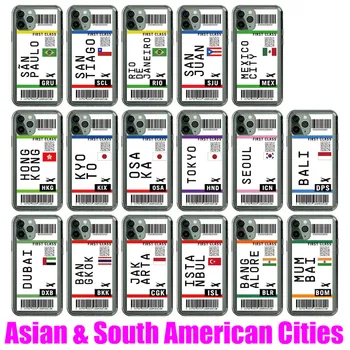 Asya Güney Güney Amerika Şehirler Yolcu Uçak Bileti iPhone14 14ProMax 14 Artı 13Promax 13 12 11 Yumuşak Şeffaf telefon kılıfı