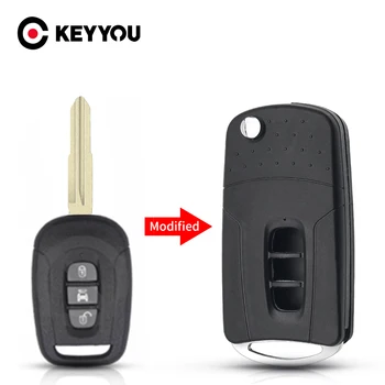 KEYYOU Modifiye Çevirme Katlanır 3 Düğmeler Uzaktan Araba Anahtarı Kabuk Fob Vaka Chevrolet Captiva 2006-2009 İçin Anahtar Kılıfı