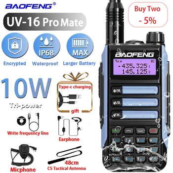 Baofeng Professiona UV16 Pro Mate WalkieTalkie 10 W V2 sürüm VHF UHF Dual Band İki Yönlü CB Ham Taşınabilir Radyo Alıcı-verici UV-16