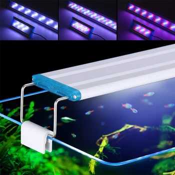 Akvaryum Balık Tank Su Işık Süper İnce Bitki Balık Tank için Aydınlatma su Geçirmez Parlak Klip Lamba Mavi 18-58cm LED Büyümek LED 