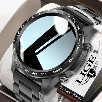 LIGE 2022 Yeni Lüks akıllı saat Erkekler TWS Tam Dokunmatik Ekran Spor Spor Saati Su Geçirmez Bluetooth Çağrı Müzik Erkekler Smartwatch