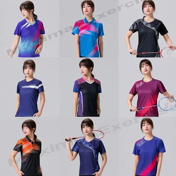 Yeni Tenis Spor T Shirt Kadın Çocuk, Badminton Kısa kollu Gömlek Kız Masa Tenisi Formaları Badminton Kitleri Spor koşu tişörtü