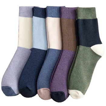 Yüksek Kaliteli Marka Erkek Pamuk Çorap Kalınlaşmak Sıcak iş çorabı Moda Sonbahar Kış Erkek Termal 5 çift / grup