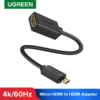 UGREEN 4K Mikro HDMI uyumlu Adaptör Yüksek Hızlı Erkek Kadın 4K 3D Ahududu Pi için 4 GoPro 22cm Mini HDMI uyumlu Kablo