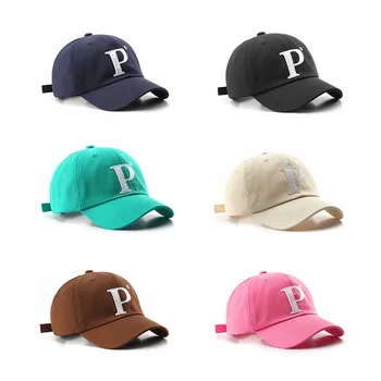 Yeni Unisex Moda Mektup P Pamuk Doruğa Şapka Kore Tasarım Şapka beyzbol şapkası Açık Sokak Rahat güneş şapkası Güneş Kapaklar Kemikleri