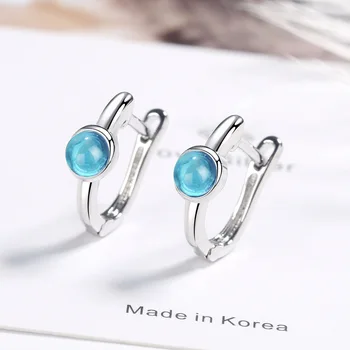 Moda Gümüş Renk Saplama Küpe Mavi Kristal saplama küpeler Kadınlar İçin Kore Gümüş Kulak Takı 2020 Yeni