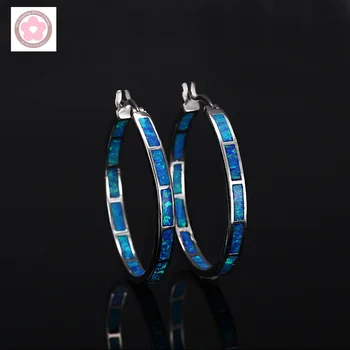 JLE001 Yeni Tasarım Sıcak Satış Mavi / Kahverengi / Turuncu Opal Hoop Küpe kadın takısı Hediye