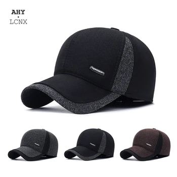 2021 Yeni Kış baba şapkası erkek beyzbol şapkası Kalınlaşmak Pamuk Sıcak Snapback Kapaklar Erkekler İçin Rüzgar Geçirmez kulak koruyucu Kış Kulaklığı İle Şapka