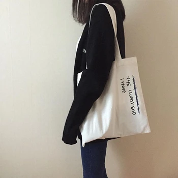 Alışveriş Çantası Tuval Mektup Baskı Kız Üst Kolu Çanta