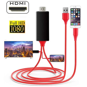 2M 8 Pin HDMI Uyumlu Kablo HD 1080P Dönüştürücü Adaptör USB kablosu HDTV TV İçin Dijital Ses Adaptörü Kablosu İOS iPhone için