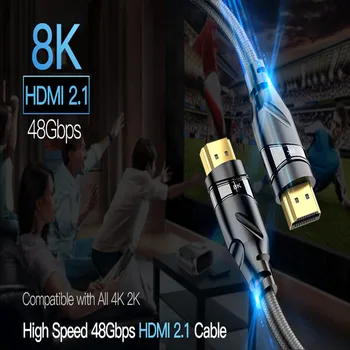 Süper 8K video kablosu HDMI uyumlu 2.1 Kablo 5M Yüksek Hızlı 8K@60HZ 4K@120HZ 48Gbps HDCP2.2 UHD HDR Xbox PS5 Roku Nintendo