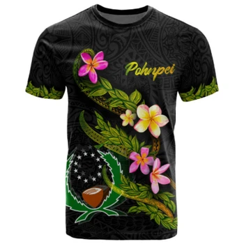 2022POHNPEI Yaz Yeni 3D Baskılı POHNPEI 3D T Shirt Erkek Kadın Polinezya Streetwear Vintage Harajuku Gevşek Kısa Kollu T Gömlek