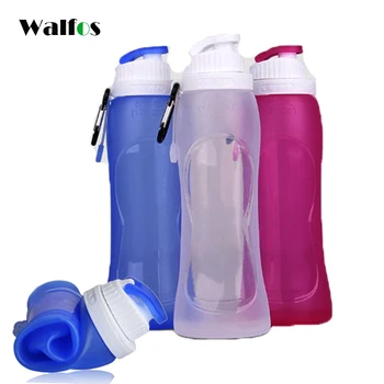 WALFOS Gıda Sınıfı Katlanabilir Şişe 500 ml Silikon Bisiklet Su Şişesi Shaker Plastik spor içeceği Seyahat Koşu Şişeleri