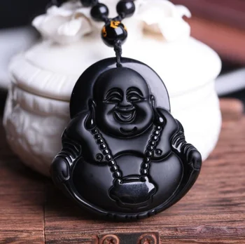Klasik Vintage Siyah Taş Buda Kolye Kolye Budist Kolye Takı Kolye Muska