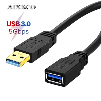 AIXXCO USB Uzatma kablo USB 3.0 Kablosu için Akıllı Dizüstü PC TV Xbox One SSD USB3. 0 2.0 Genişletici Veri Kablosu Hızlı Hızlı Kablo