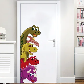Komik Prob Dinozor Kapının Arkasında Odası Dekor Duvar Çıkartmaları Çıkartmaları Çocuk Kreş Çocuk Yatak Odası Oturma Odası Duvar Duvar Sanatı