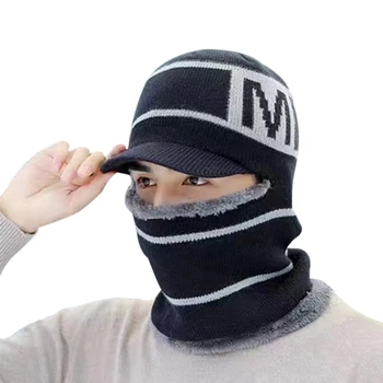 Yeni Moda Mektup bere Eklemek Kabartmak Kaplı Kış sıcak Şapka Erkekler İçin Sıcak Tutmak Rüzgar Geçirmez Örme Şapka Kayak Kaput Kapaklar gorras
