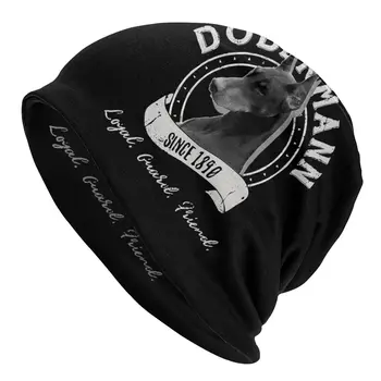 Sevimli Dobermann Kaput Şapka Serin Açık Skullies bere etiketi Erkekler Kadınlar için Örme Şapka Bahar Sıcak Kafa Wrap Unisex Kap