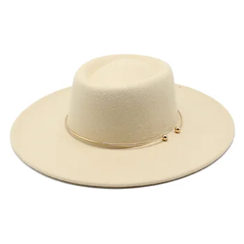 Kadın kap şapka erkekler için fedoras keçe Melon bahar sonbahar geniş ağızlı zincir şapka tasarımcı moda 2022 şapel plaj yeni