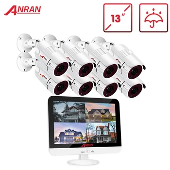 ANRAN 13 Inç 8CH DVR Video Gözetim Sistemi AHD Kamera Sistemi Analog HD Güvenlik Kamera Kiti Açık 1080 P IR Gece Görüş