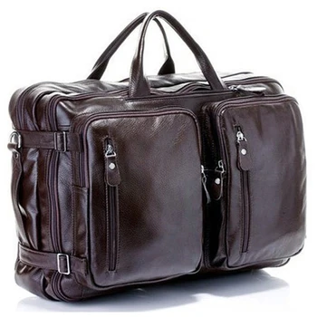 Çok Fonksiyonlu Hakiki Deri erkek Seyahat Çantası Bagaj seyahat çantası Deri silindir çanta Büyük Erkekler Haftasonu Çanta Gecede Büyük Duffel
