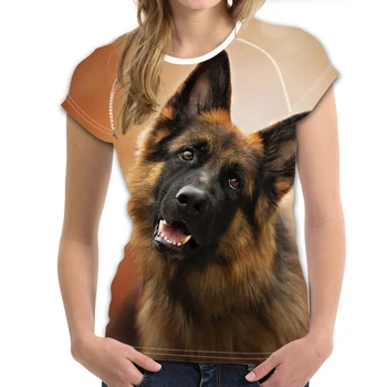 T Shirt Kadınlar için Kısa Tee Giyim Kadın Alman Çoban Köpeği Baskı Kısa Kollu Rahat Rahat En Tees