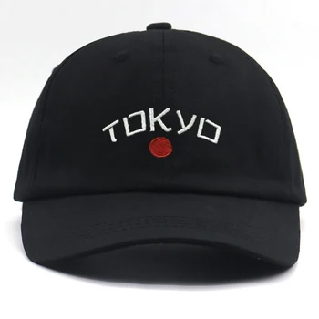 Japon Tokyo şehir nakış beyzbol şapkası %100 % pamuk ayarlanabilir saf siyah moda baba şapkası erkek kadın hip hop snapback şapka