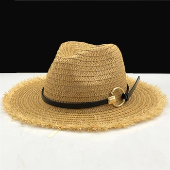 2019 Yeni Panama Şapka kızlar Rafya Hasır Fedora Erkek Güneş Şapka Kadın Yaz Plaj güneşlik kapağı Chapeau Serin Caz Fötr Kap Sombrero