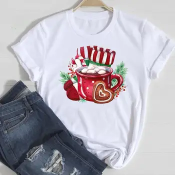 Aşk Festivali 2022 Baskı Trendi Merry Christmas Trend Kadın T-shirt Karikatür Moda Tatil Üst Grafik Tshirt Seyahat Tee